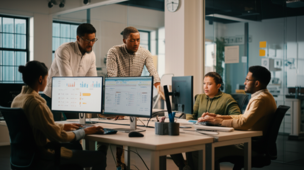 Equipo de ventas usando software CRM